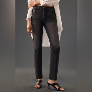 EDWIN Bree Slim Straight Leg Crop Jeans in Charcoal Black